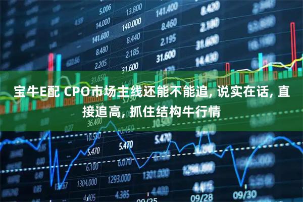 宝牛E配 CPO市场主线还能不能追, 说实在话, 直接追高, 抓住结构牛行情