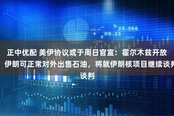 正中优配 美伊协议或于周日官宣：霍尔木兹开放，伊朗可正常对外出售石油，将就伊朗核项目继续谈判